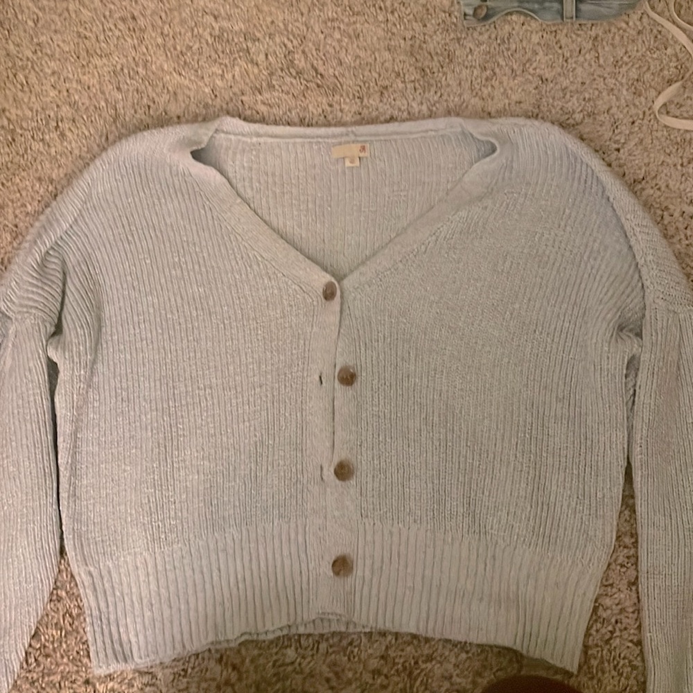 Blue knit chunky button up!